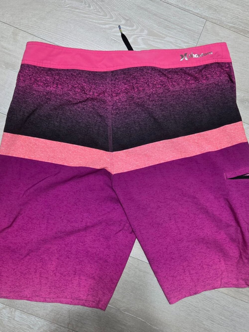 Hurley Phantom Mens Boardshorts Size 38 Pink Purple Heather Stripe Swim Trunks